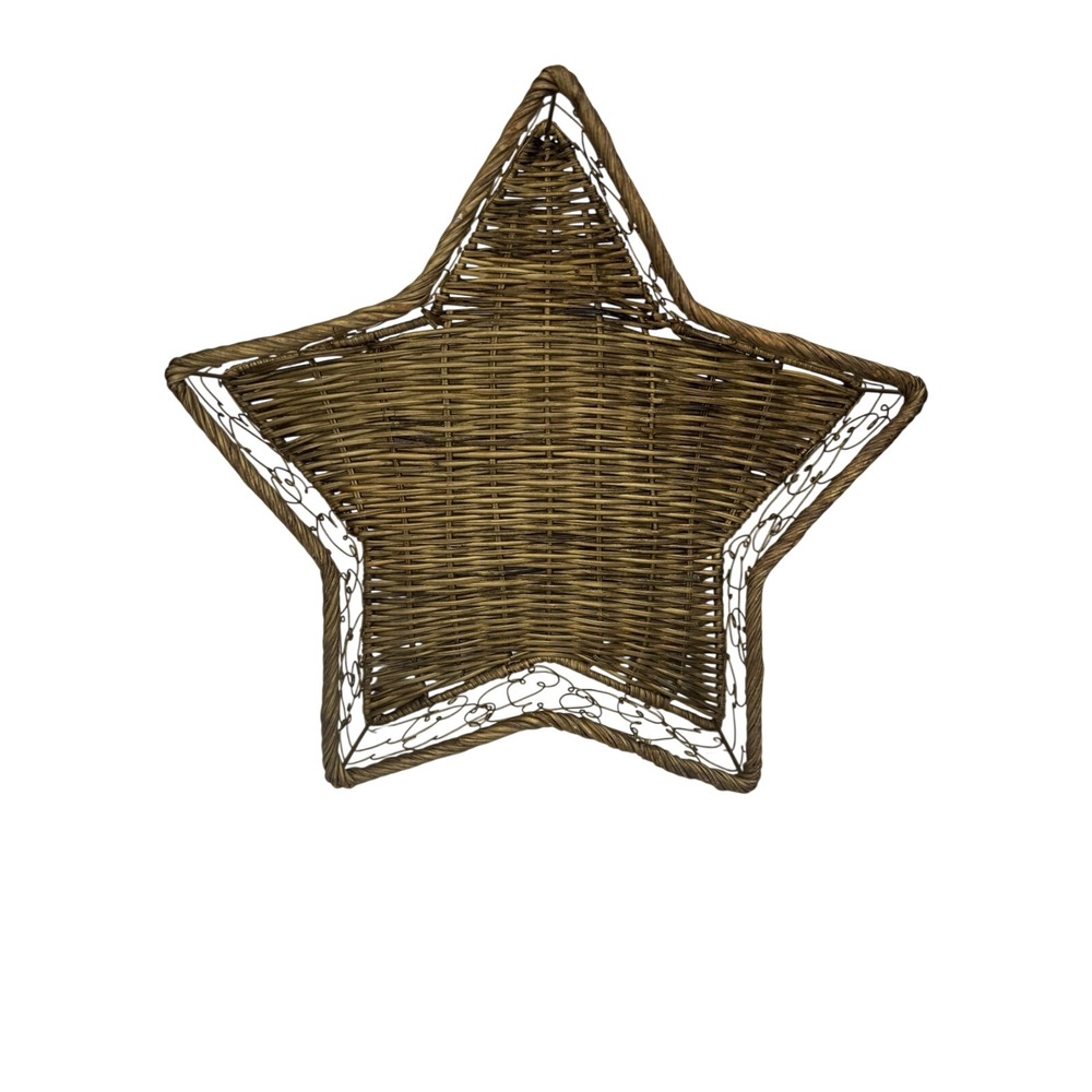 Wicker Star Wall Basket Hanging Decor Rustic Farmhouse 11 1/2"